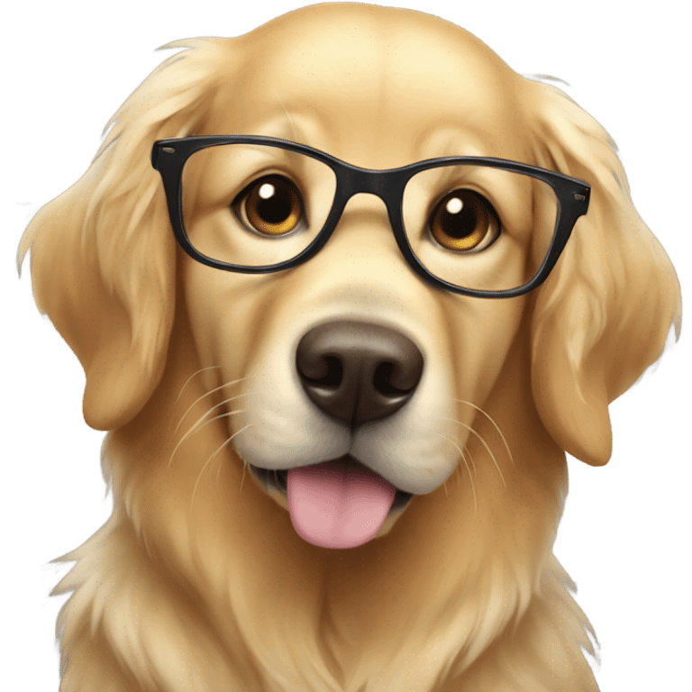 Light fur golden retriever wearing glasses emoji