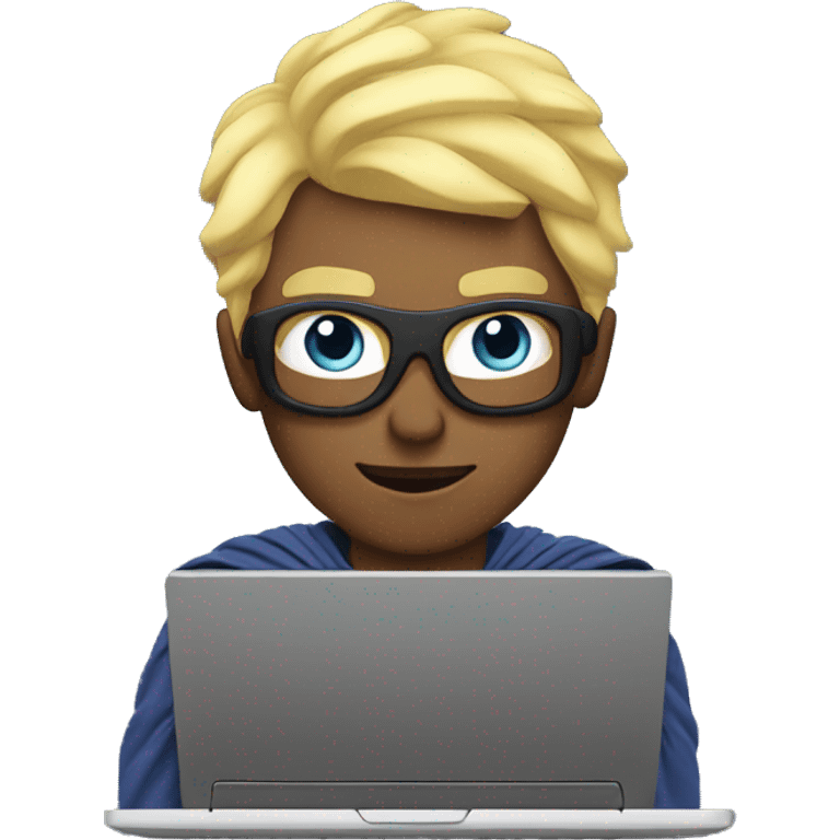 superhero man at the laptop with blonde hair  emoji