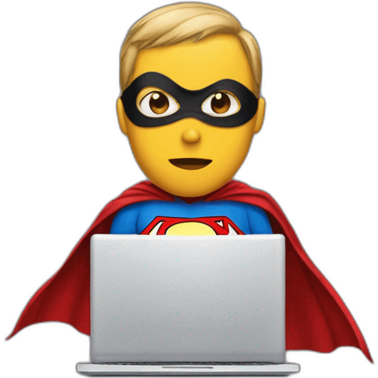 person at computer dressed as superhero emoji