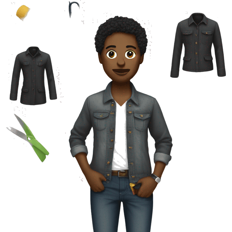 realistic clothing designer with scissors and cloth emoji