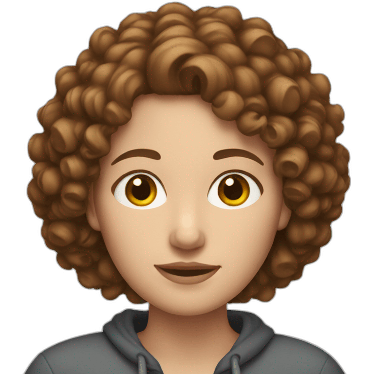 white woman with short brown curly hair emoji