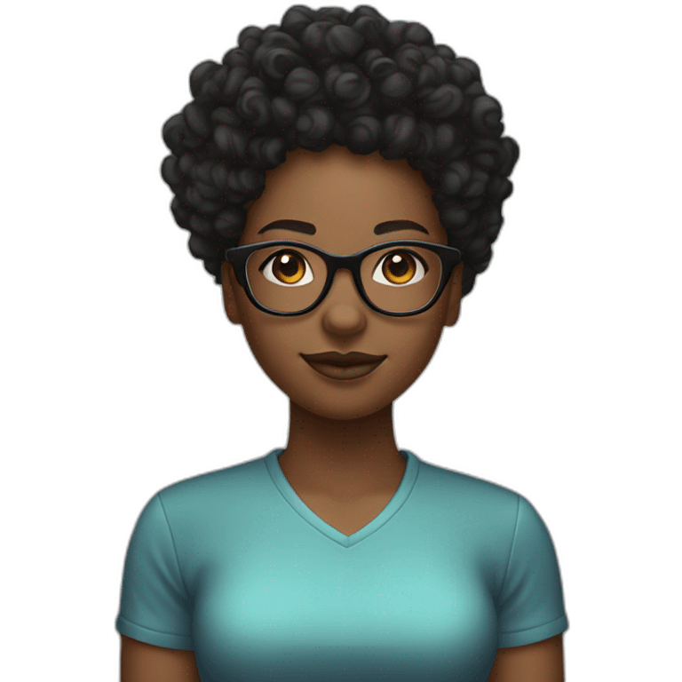 Curly top fade black girl with glasses emoji