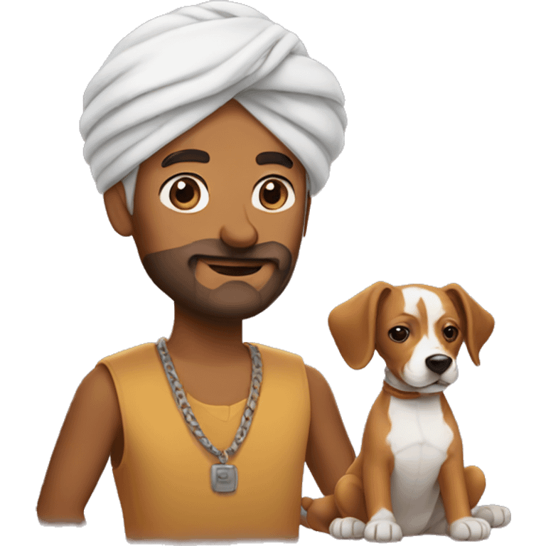 Turban man with dog emoji