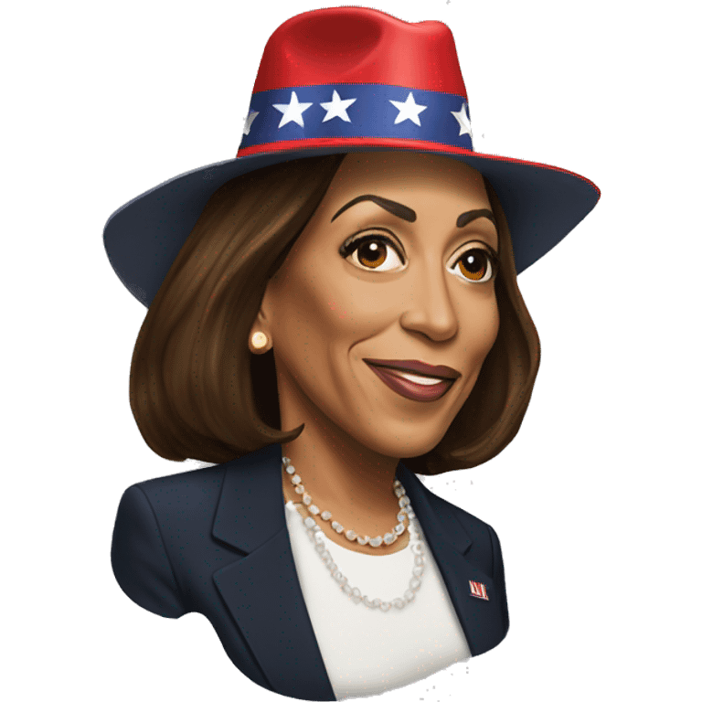 Kamala Harris in a MAGA hat emoji