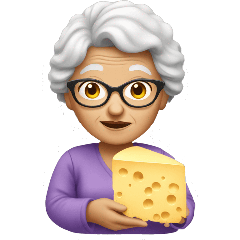 Granny with plate of cheese emoji