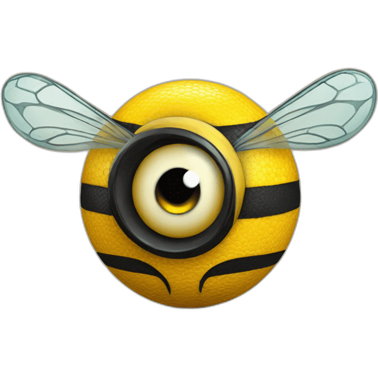 3d sphere with a cartoon Bee skin texture with big courageous eyes emoji