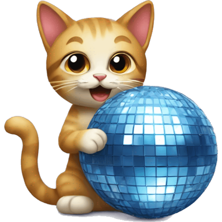 cat playing with disco ball emoji