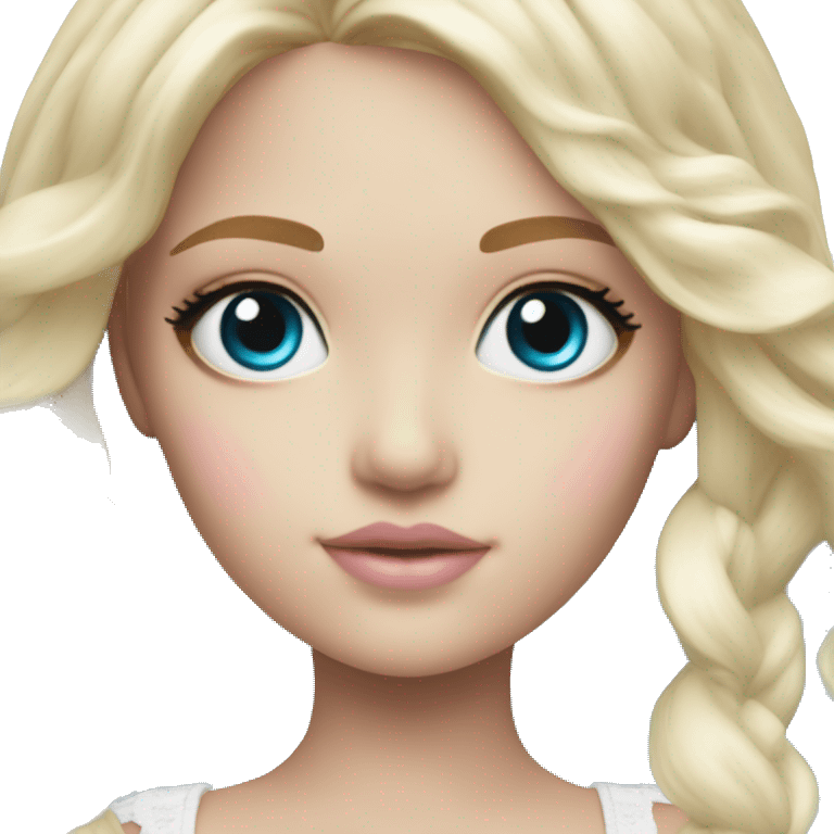 ocean blue doll eyes, blonde hair, feminine, pink, girl, angelic emoji