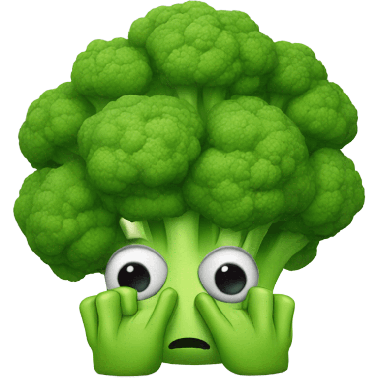 Very sad broccoli with hands on eyes emoji