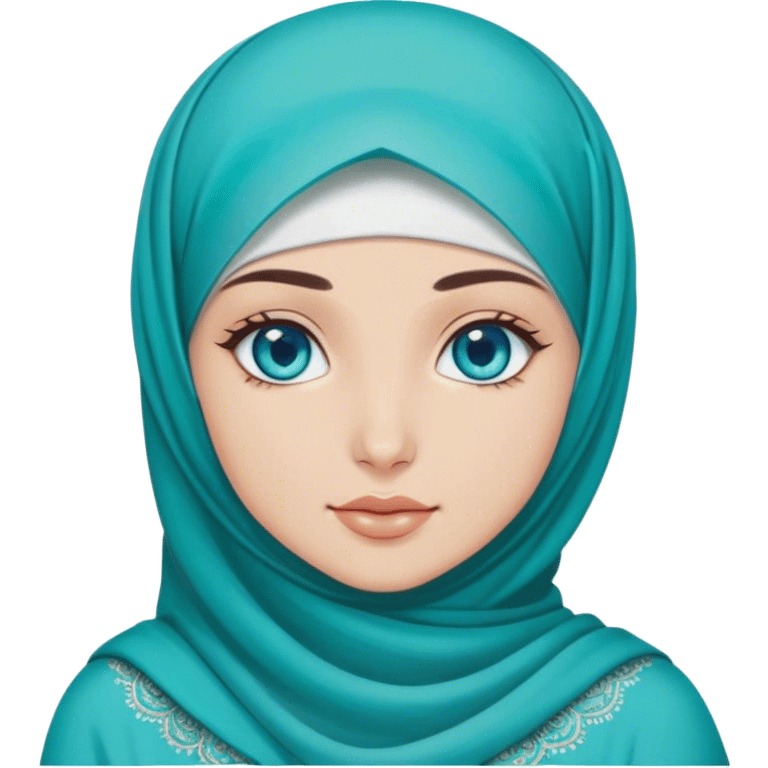 Turkish beautiful finish Konya girl blue eyes with hijab and turquoise stone dress emoji