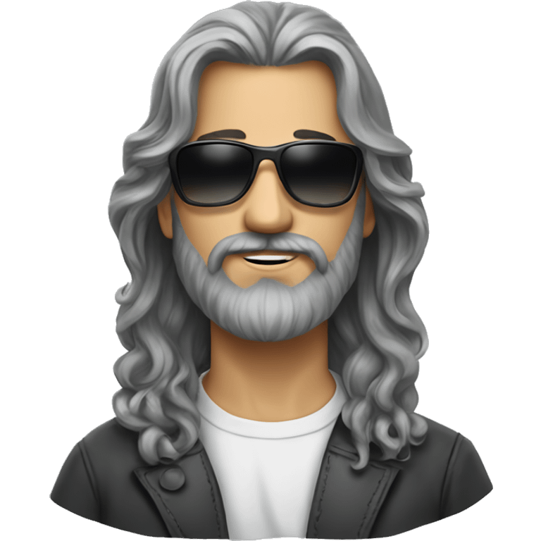 gray b Long  hair, male, beard,sunglasses art teacerack emoji