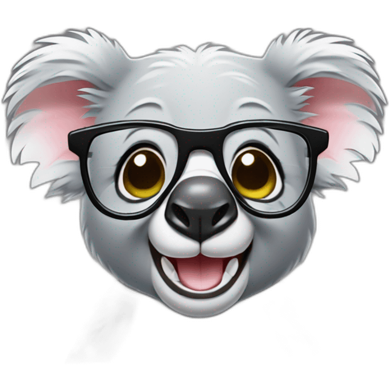 winking koala with glasses and crooked teeth emoji