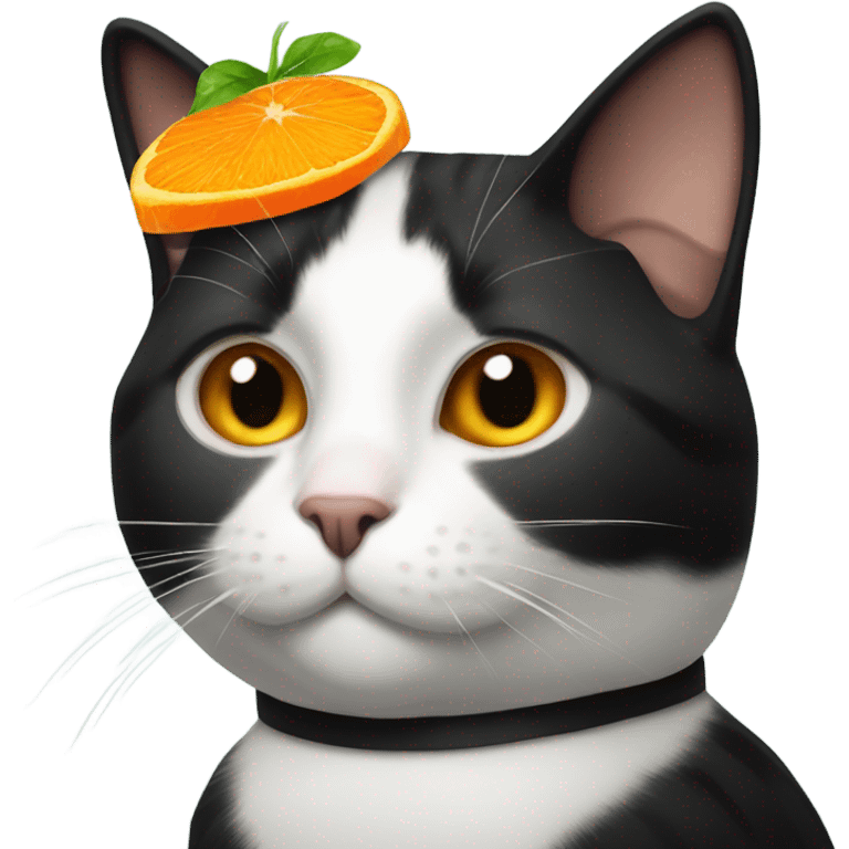 tuxedo cat with orange jello on head emoji