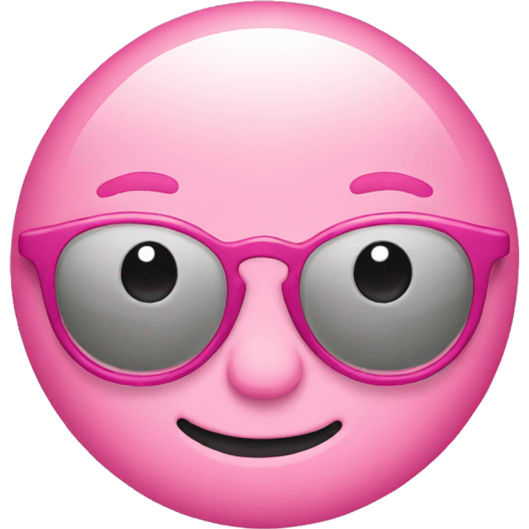 Pink round emoji smiley with glasses  emoji