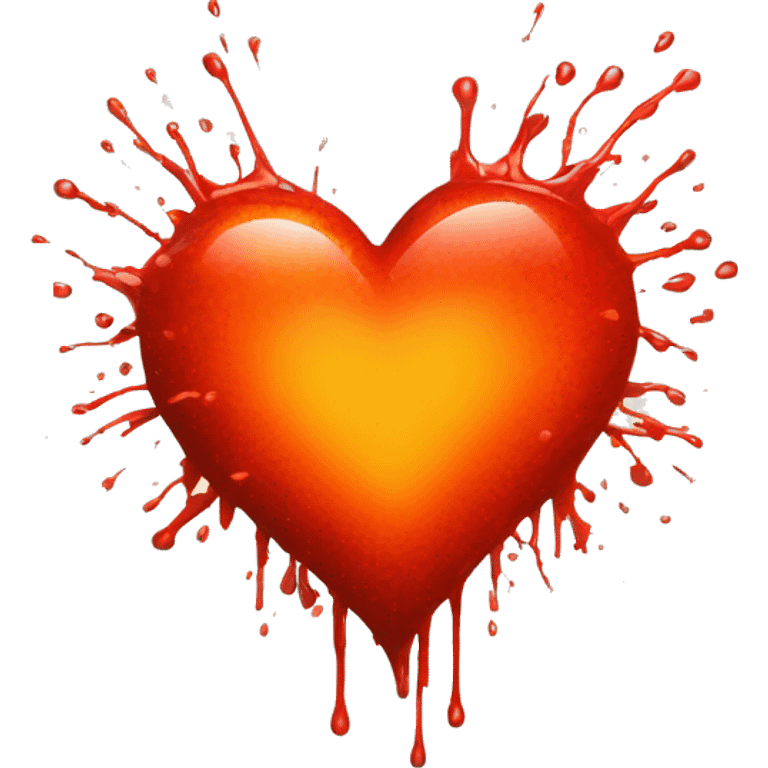 bleeding red heart glowing red-orange with splatter emoji