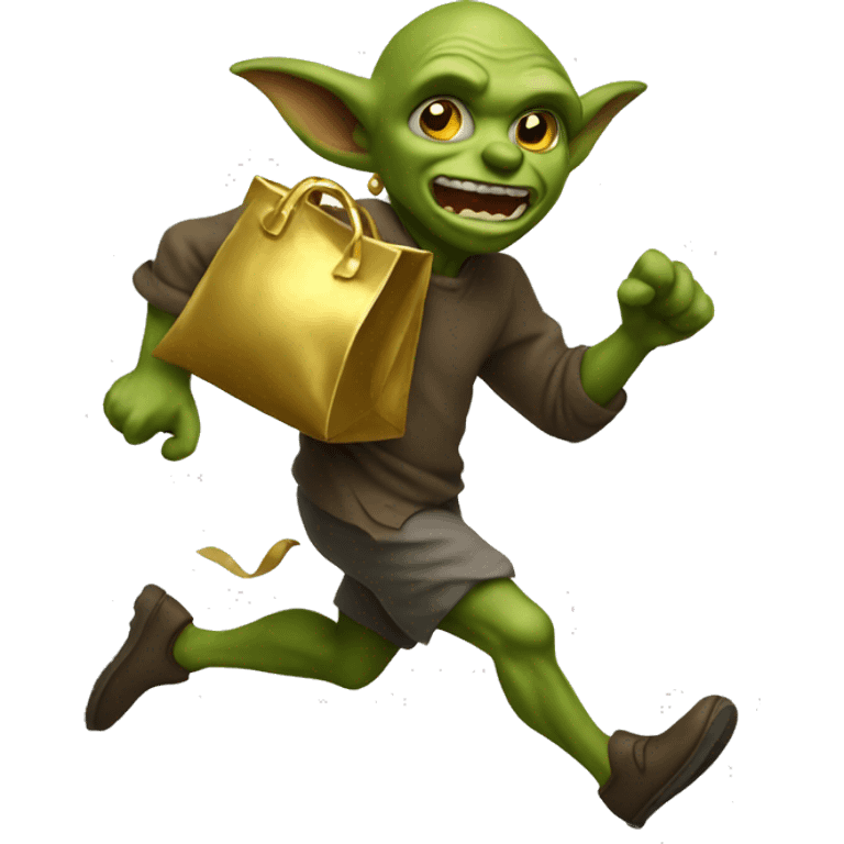 a goblin running with a bag full of gold emoji