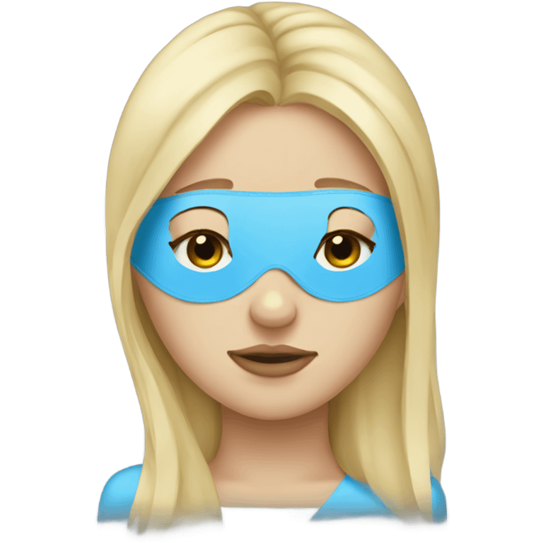 Blonde girl sleeping with blue eye mask emoji