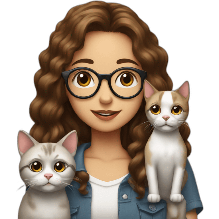 girl with glasses, boy, cat, dog, in love emoji