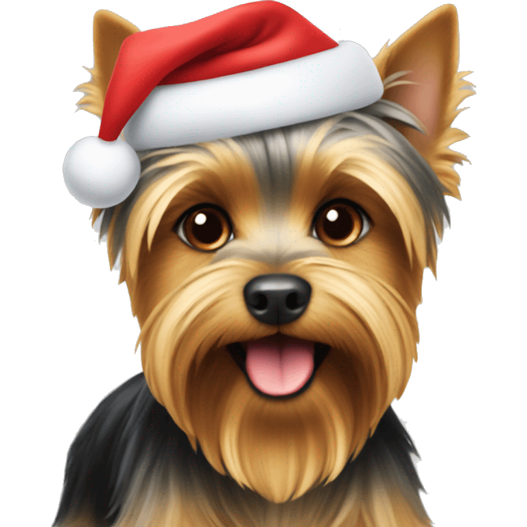 Yorkshire terrier in Santa hat emoji