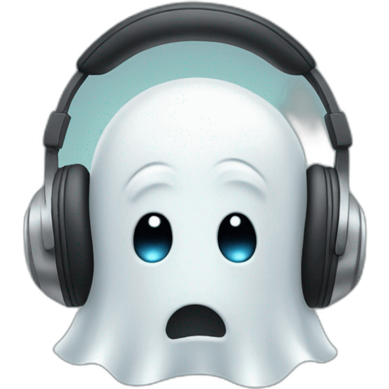 shy ghost wearing headphones emoji