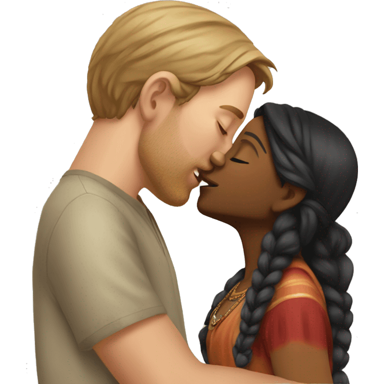 White man kissing indian girl emoji