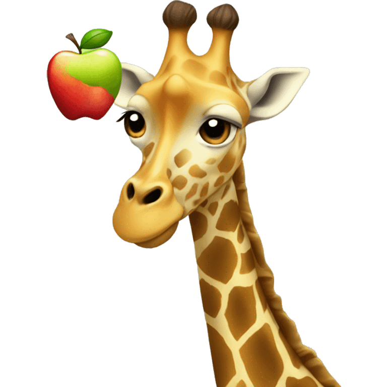 Giraffe eats apple  emoji