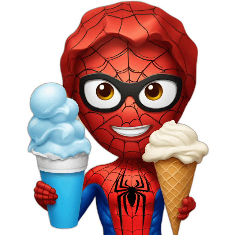 Spiderman with ice cream emoji