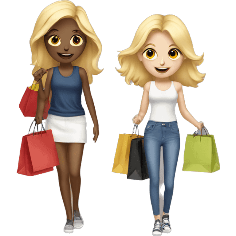 two blonde girls with shopping bags emoji