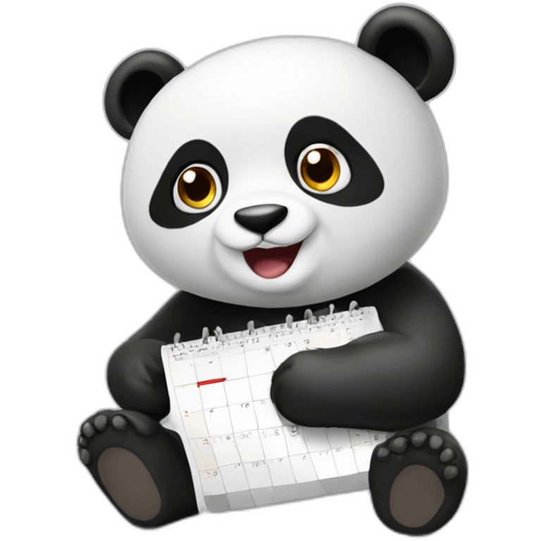 a panda planning his calendar emoji