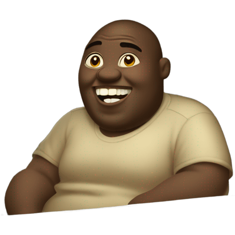 One chubby African guy, in car, with gold tooth emoji