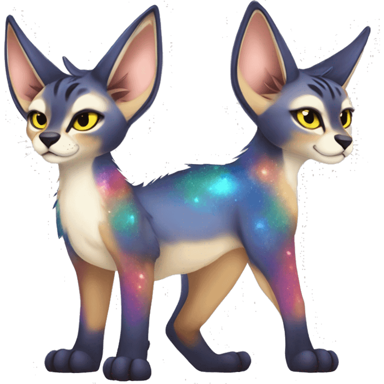 Cute Kawaii Edgy Epic Ethereal Sparkly Colorful Sergal-Serval-Caracal-Vernid full body emoji