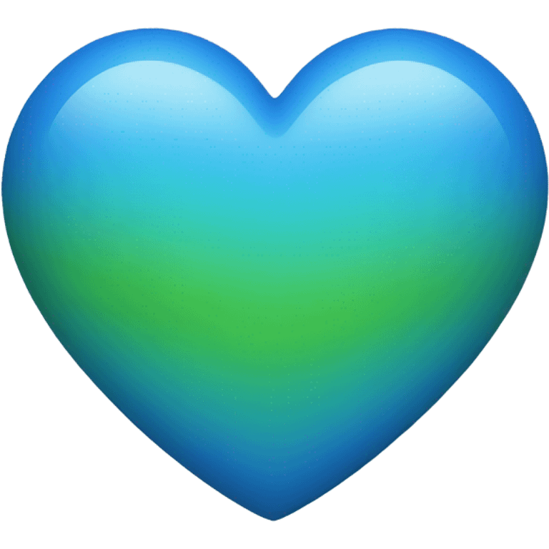 Blue heart with little bit of green in the middle emoji