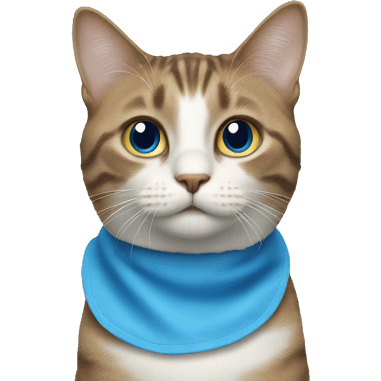 Curious cat with a blue bib emoji