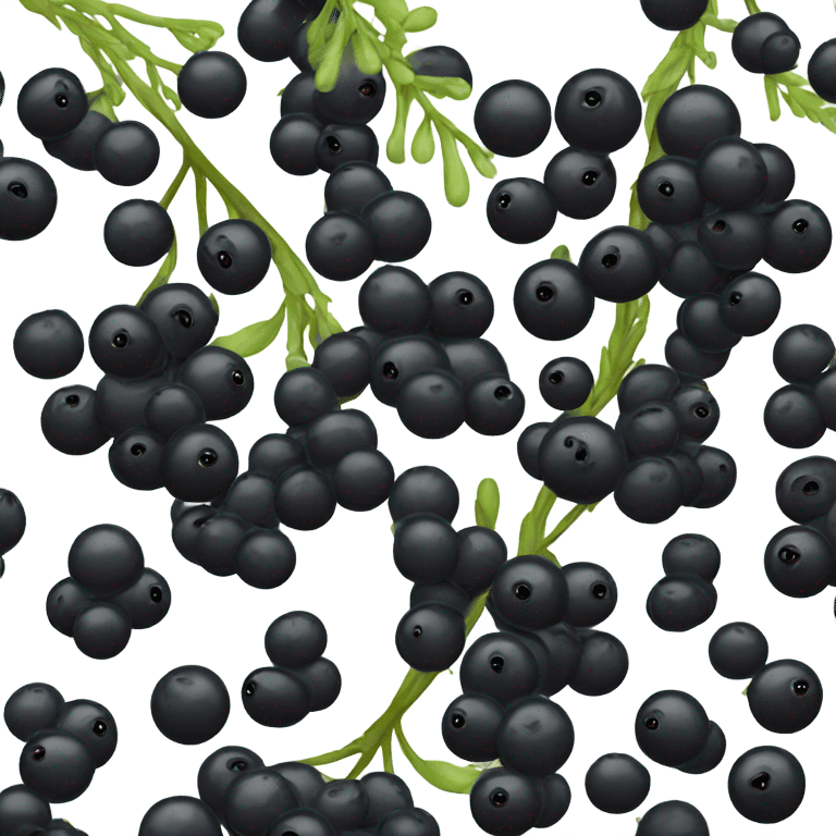 a bunch of little black berries on a branch emoji