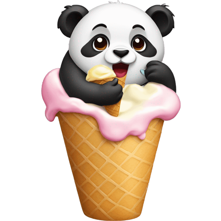 Panda eating ice cream emoji