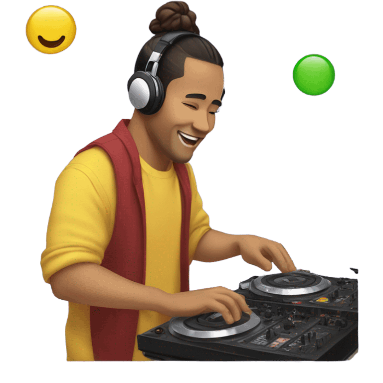 Filipino with man bun DJing emoji