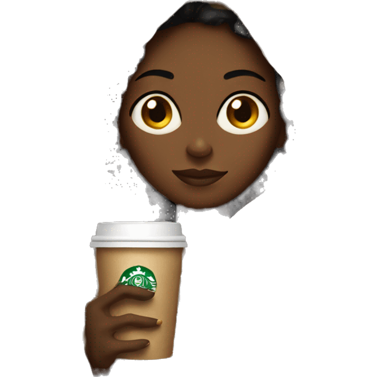 Black Girl In a Blanket Drinking Starbucks emoji