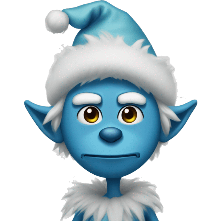 Blue grinch that is waiting for knee surgery emoji