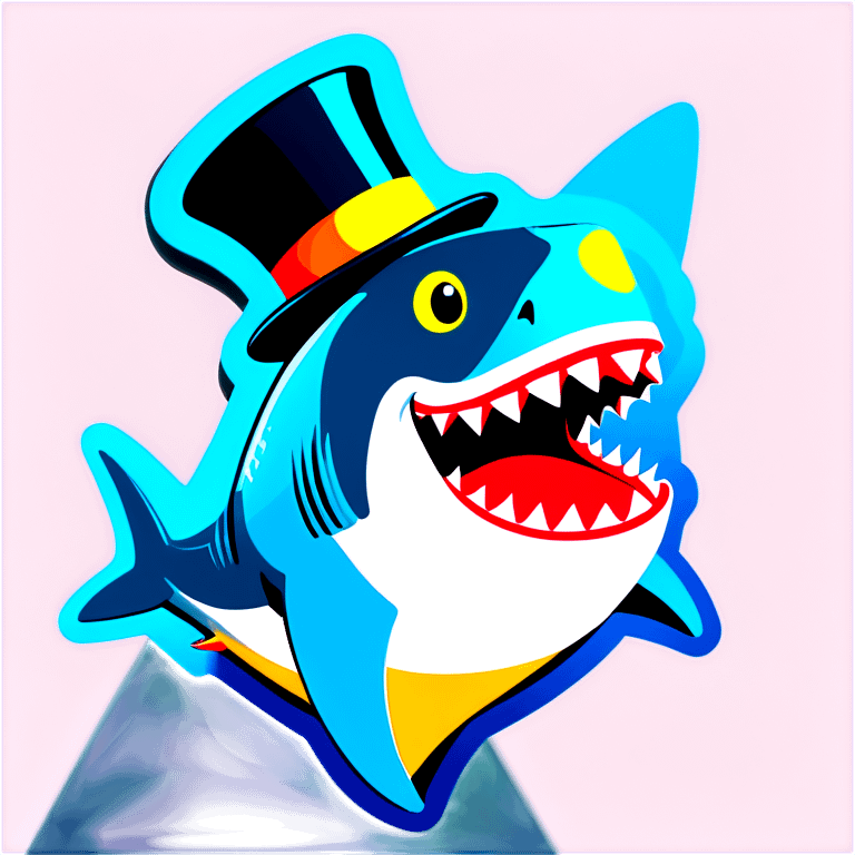 Shark with a top hat emoji