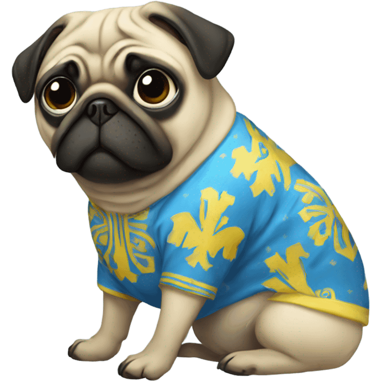 Pug wearing Ukraine Pyjama  emoji