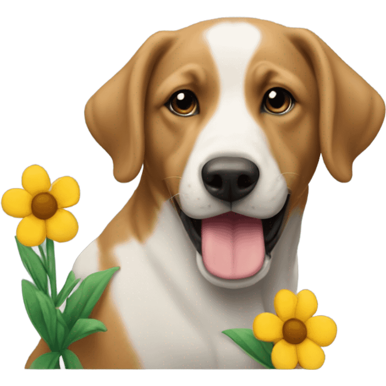 Perro con una flor emoji