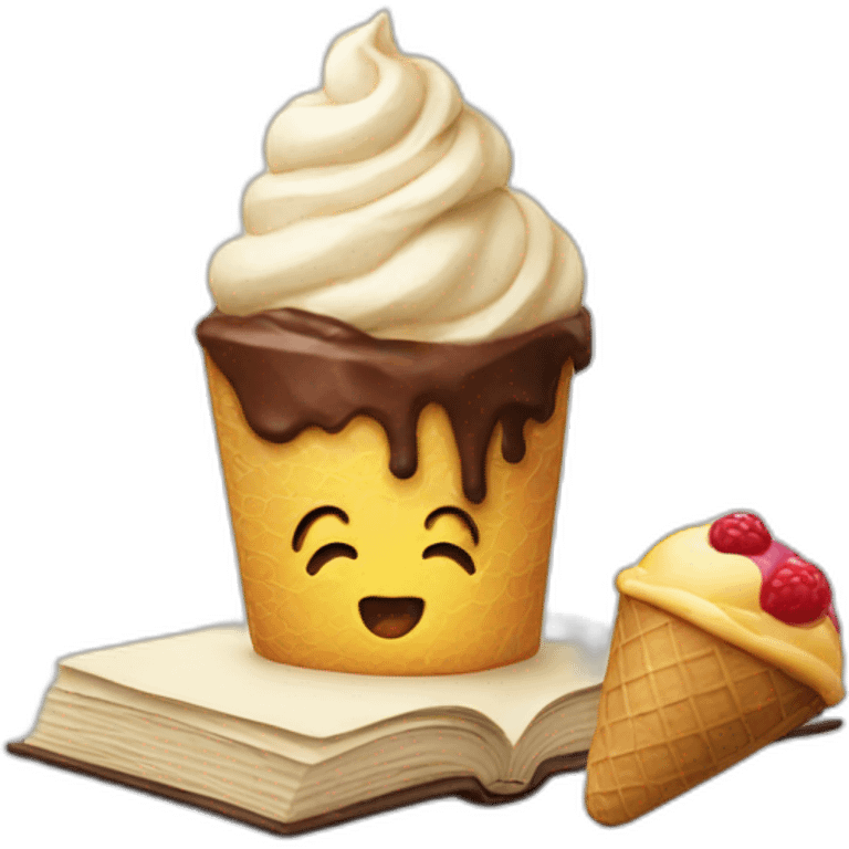 book and ice cream emoji