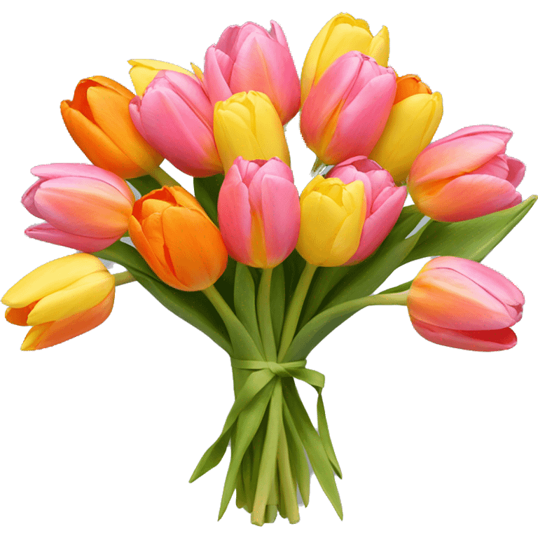 Bouquet of pink yellow and orange tulips emoji