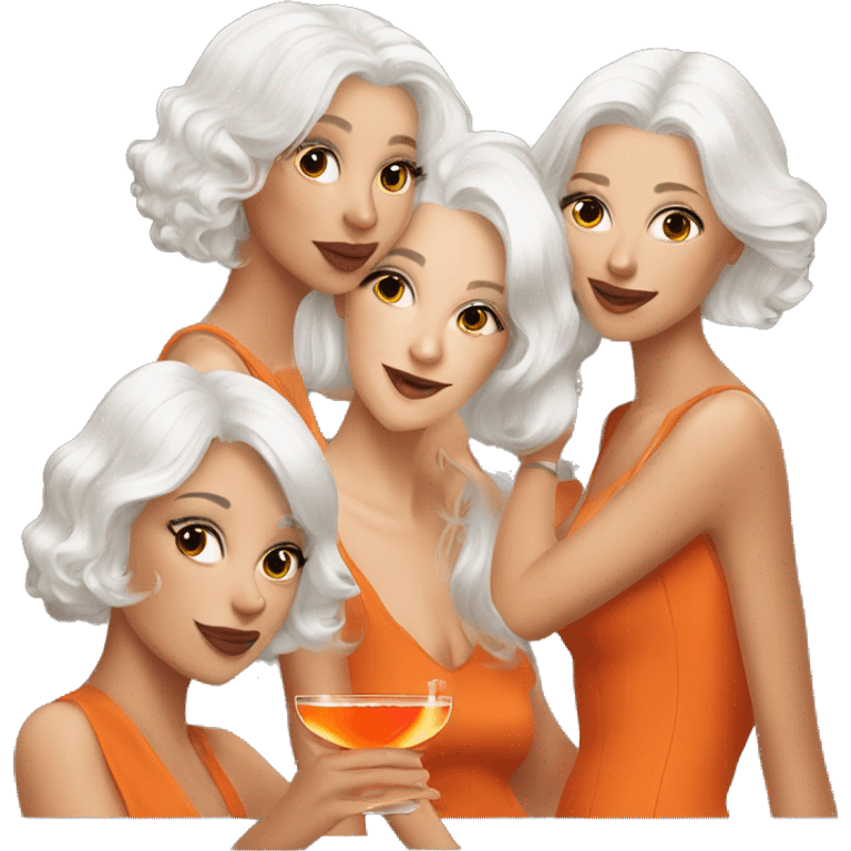 Three beautiful girls (white Hair) drinking aperol   emoji