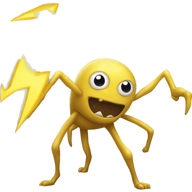 Little yellow lightning creature with 3 legs emoji