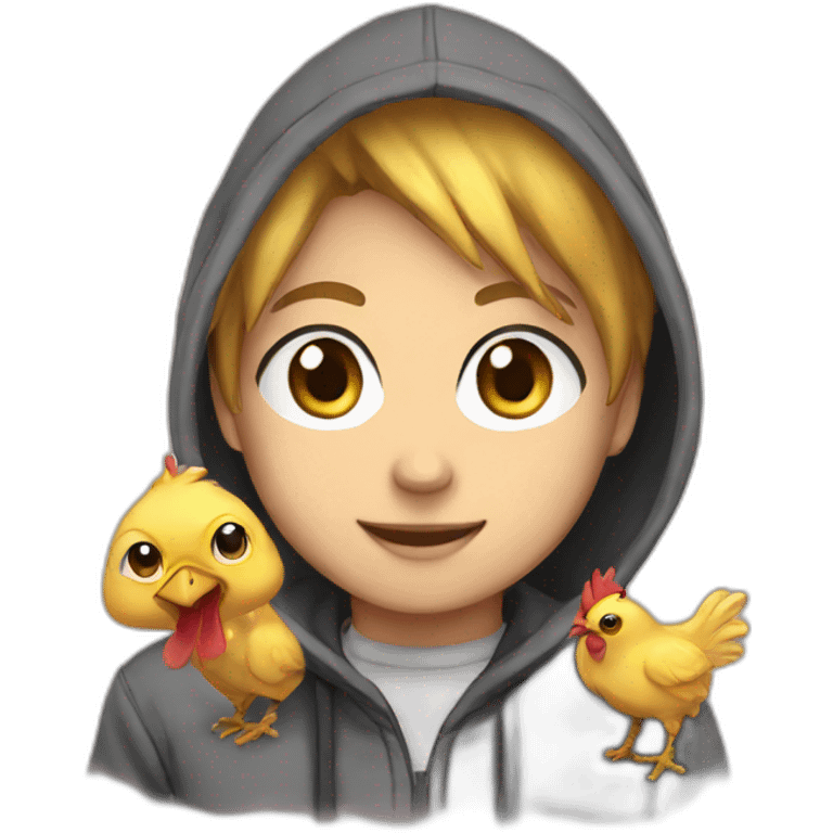 Anime  with chicken hoodie emoji