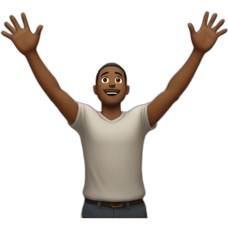 man with his arms wide open up towards the sky emoji