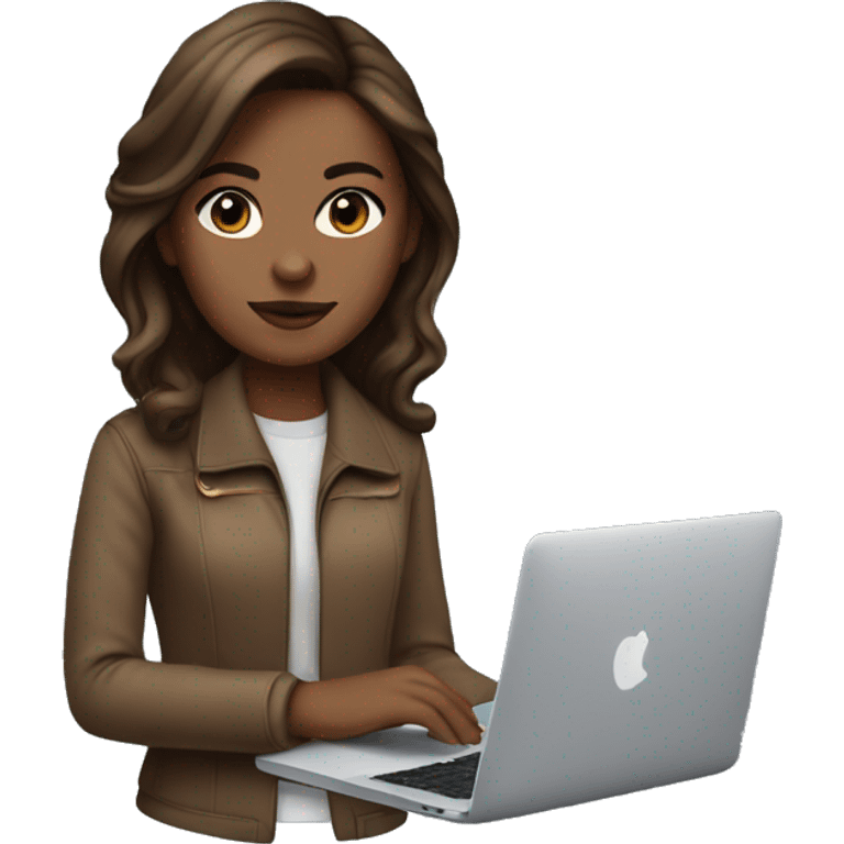 It girl with macbook and brown hair emoji