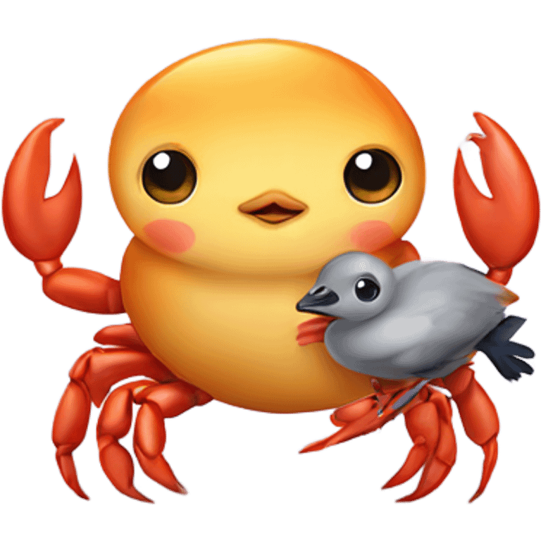 sea crab hugging baby chicken love emoji