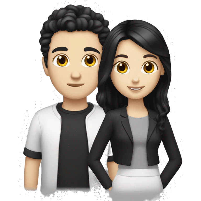 White girl black hair with white boy black hair emoji